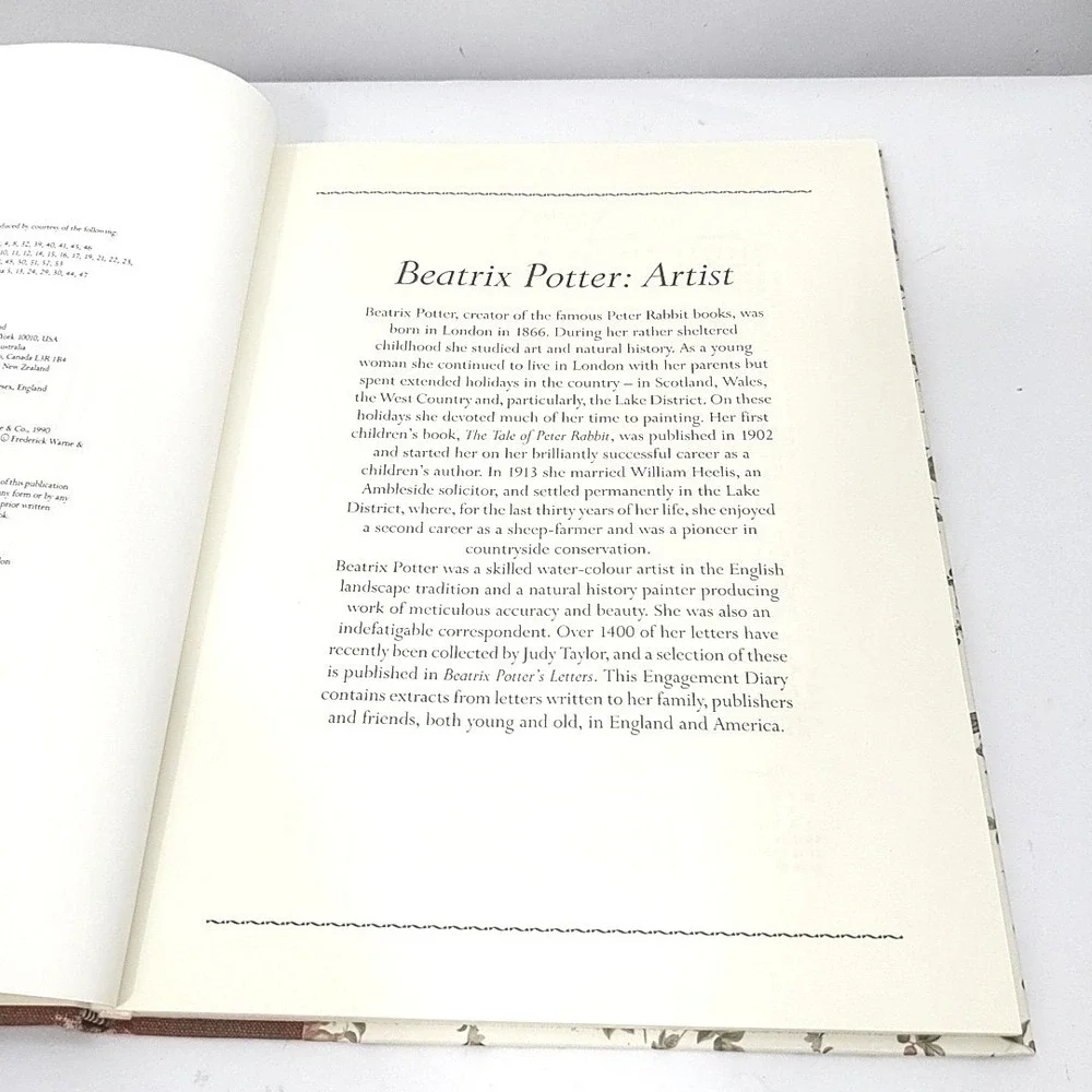 VTG 1991 Beatrix Potter Country World Engagement Diary F Warne Co Planner Book
